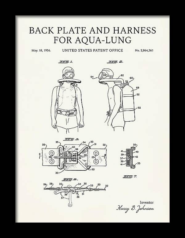 Aqua Lung Harness Minimalist Patent Us2864361a