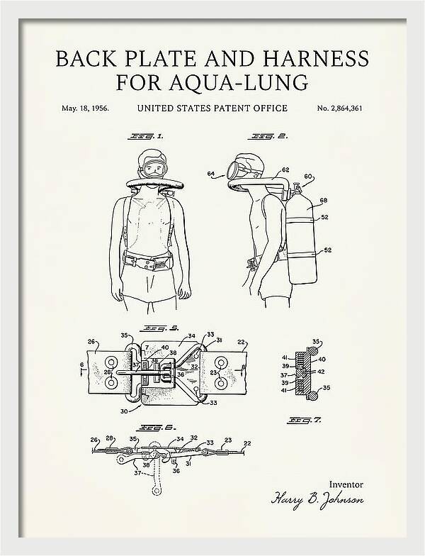 Aqua Lung Harness Minimalist Patent Us2864361a