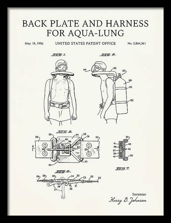 Aqua Lung Harness Minimalist Patent Us2864361a