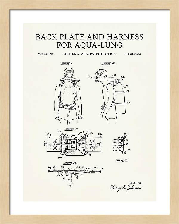 Aqua Lung Harness Minimalist Patent Us2864361a