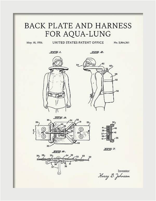 Aqua Lung Harness Minimalist Patent Us2864361a