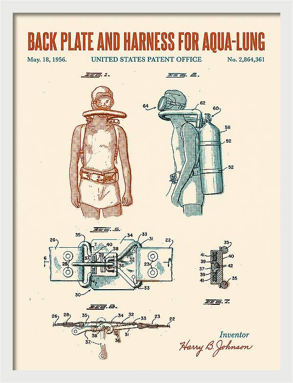Aqua Lung Harness Retro Patent Us2864361a