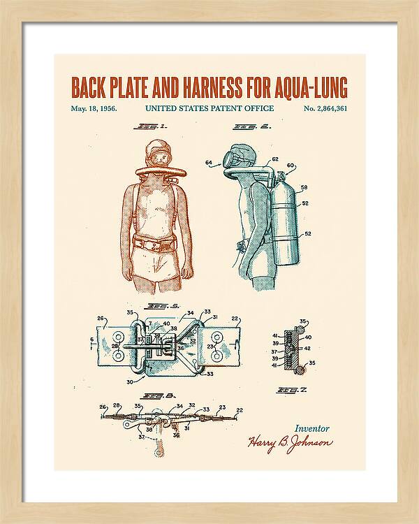 Aqua Lung Harness Retro Patent Us2864361a