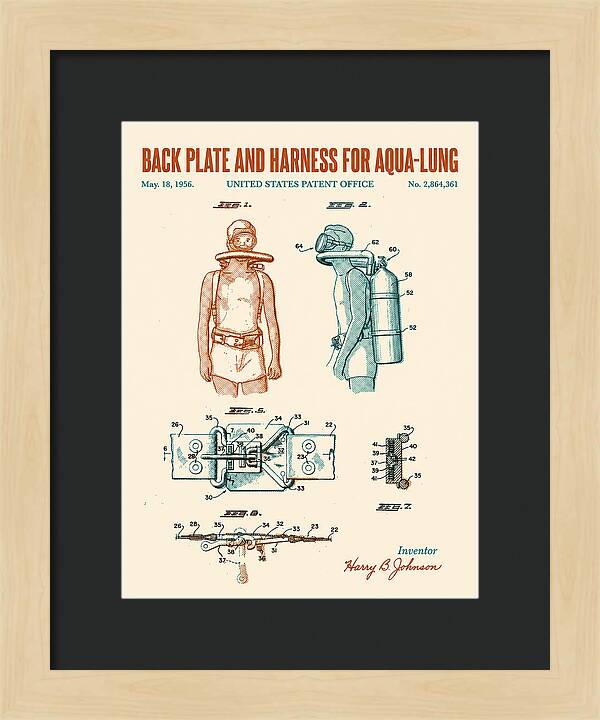 Aqua Lung Harness Retro Patent Us2864361a