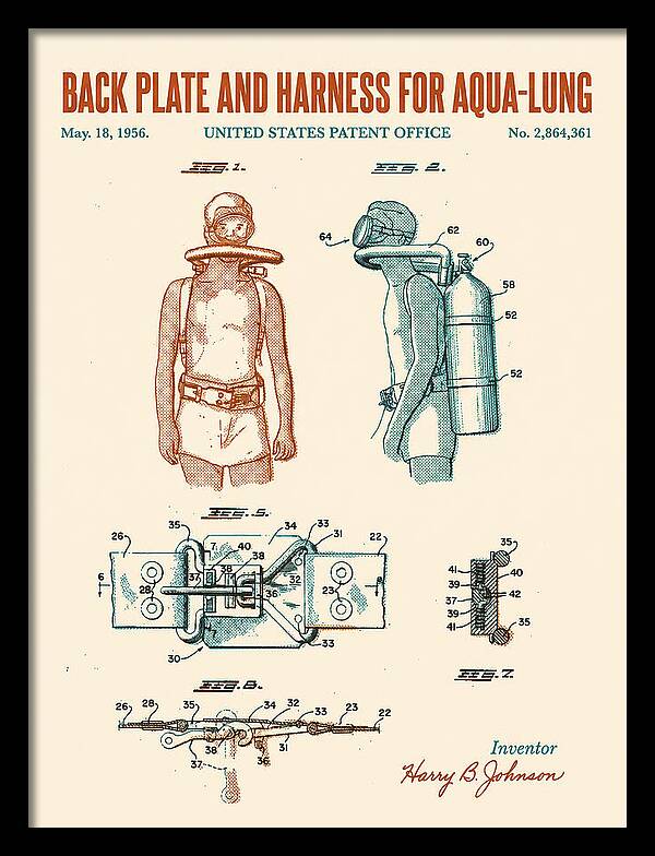Aqua Lung Harness Retro Patent Us2864361a