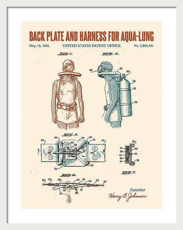 Aqua Lung Harness Retro Patent Us2864361a