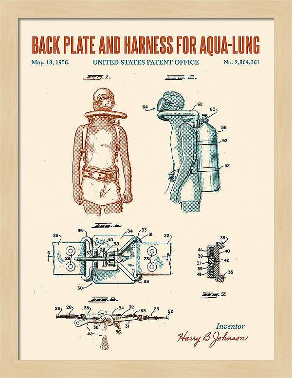 Aqua Lung Harness Retro Patent Us2864361a