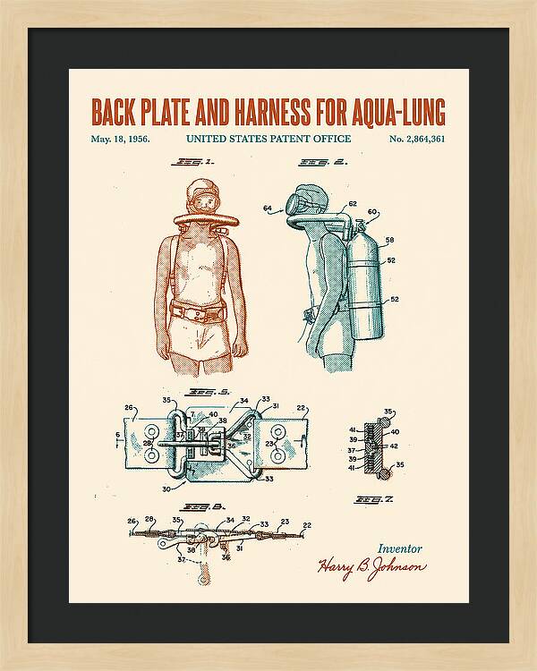 Aqua Lung Harness Retro Patent Us2864361a