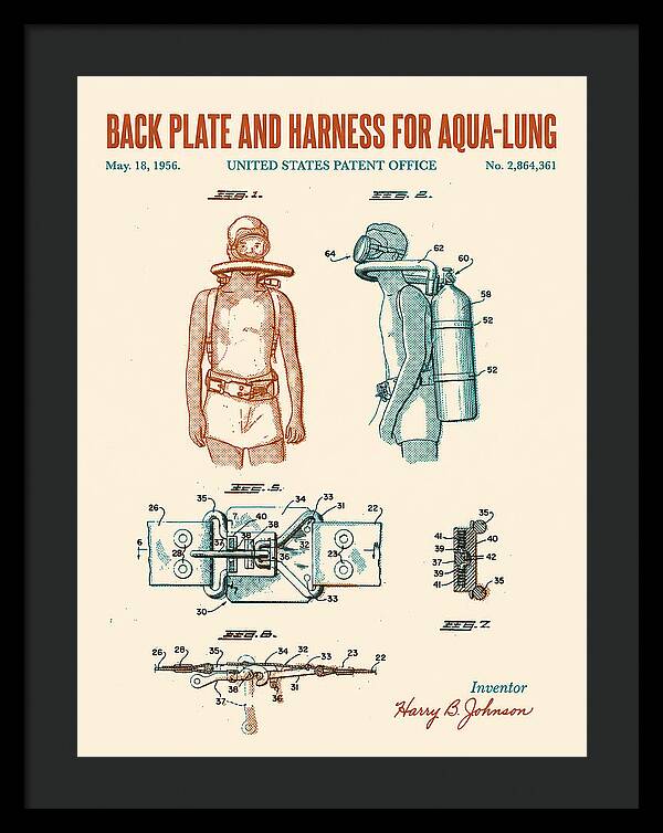 Aqua Lung Harness Retro Patent Us2864361a