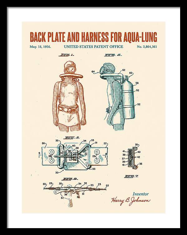 Aqua Lung Harness Retro Patent Us2864361a