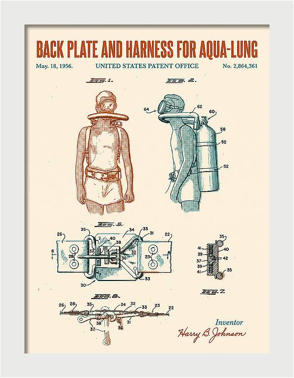 Aqua Lung Harness Retro Patent Us2864361a