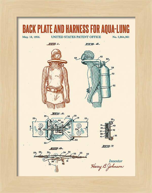 Aqua Lung Harness Retro Patent Us2864361a