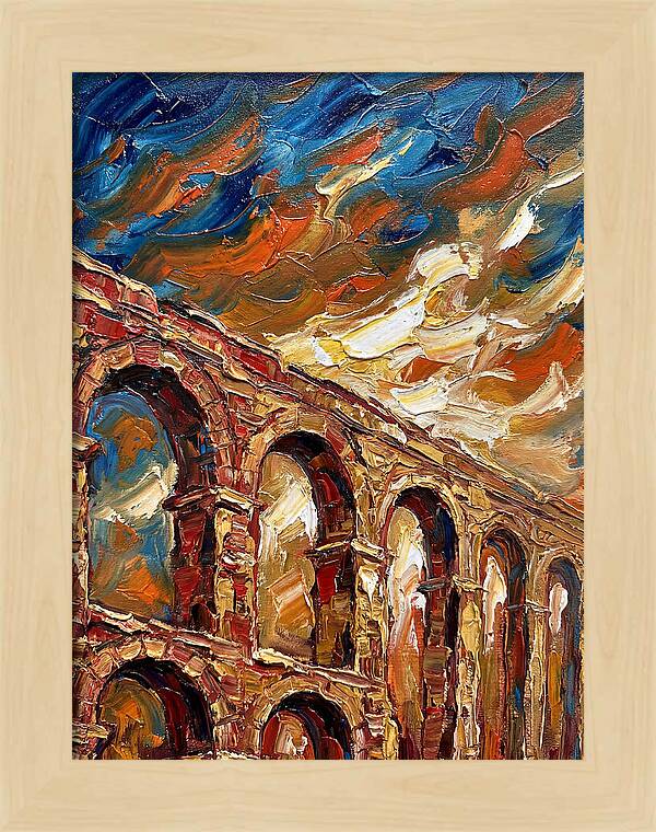 Aqueduct Under Dramatic Skies