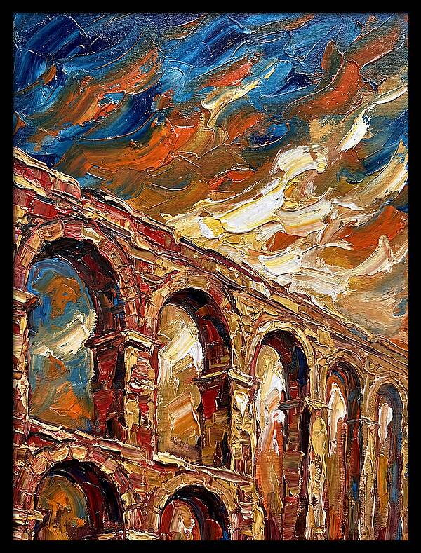 Aqueduct Under Dramatic Skies