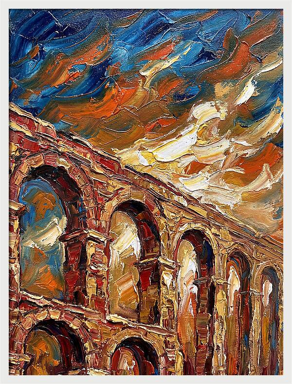 Aqueduct Under Dramatic Skies