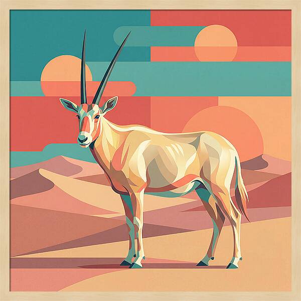 Arabian Oryx In Abstract Landscape
