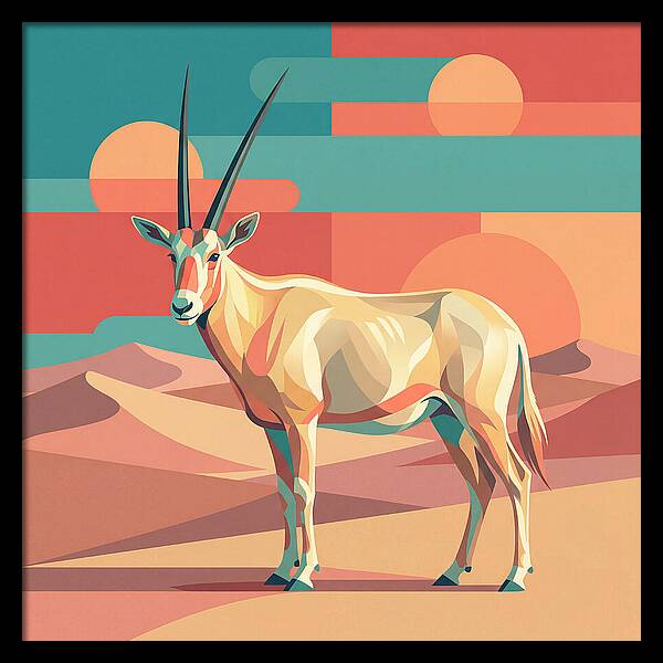 Arabian Oryx In Abstract Landscape