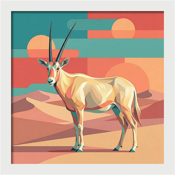 Arabian Oryx In Abstract Landscape