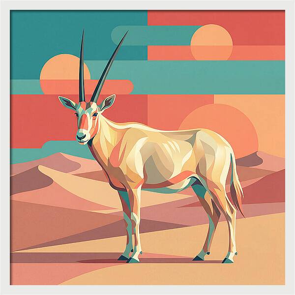 Arabian Oryx In Abstract Landscape