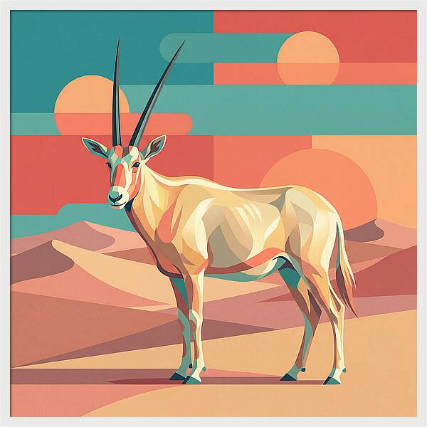 Arabian Oryx In Abstract Landscape