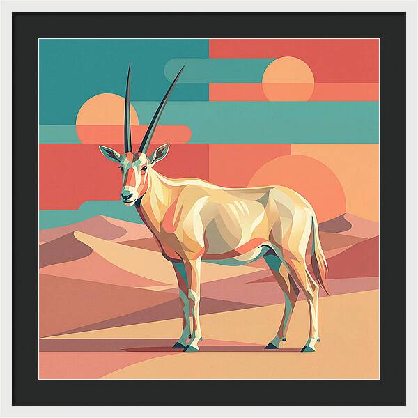 Arabian Oryx In Abstract Landscape