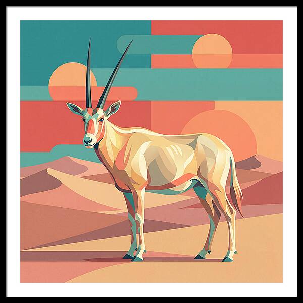 Arabian Oryx In Abstract Landscape