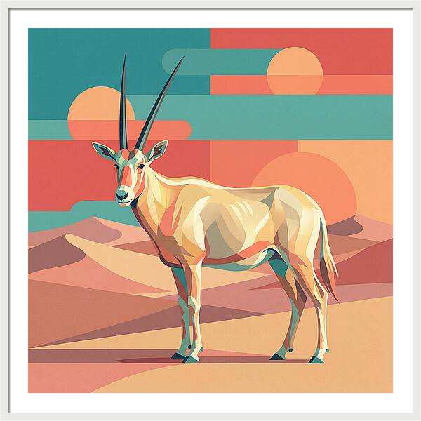 Arabian Oryx In Abstract Landscape