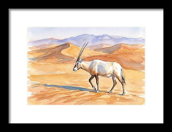 Arabian Oryx In Desert Landscape