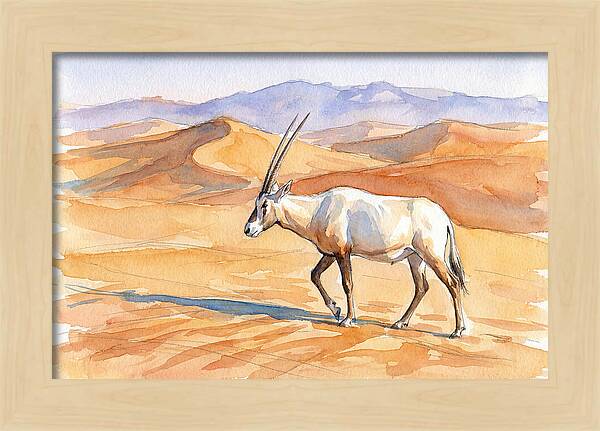 Arabian Oryx In Desert Landscape