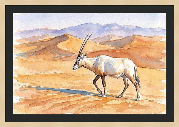 Arabian Oryx In Desert Landscape