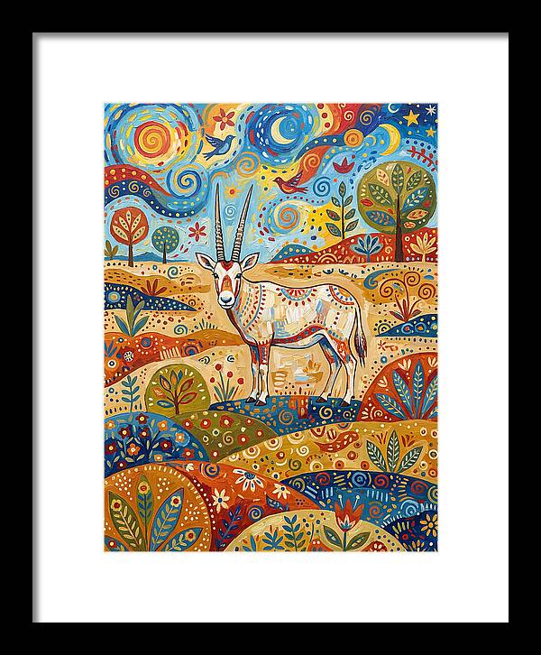 Arabian Oryx In Vibrant Landscape
