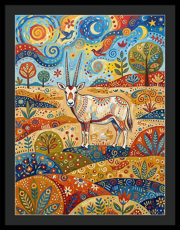 Arabian Oryx In Vibrant Landscape