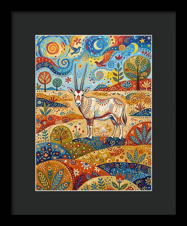Arabian Oryx In Vibrant Landscape