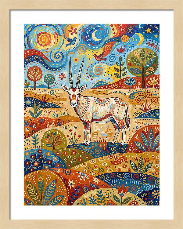 Arabian Oryx In Vibrant Landscape
