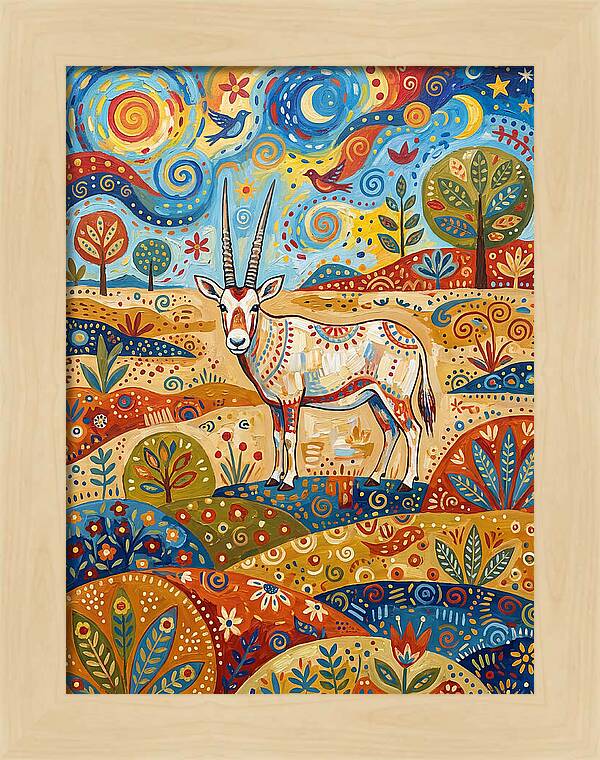 Arabian Oryx In Vibrant Landscape