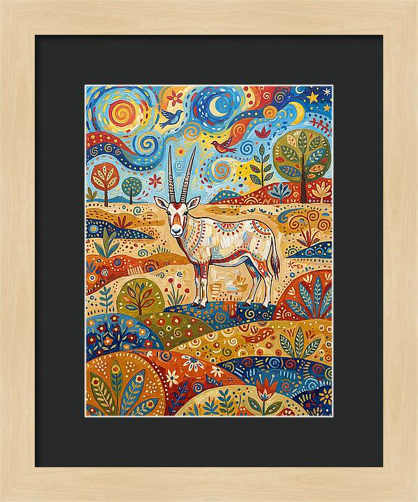 Arabian Oryx In Vibrant Landscape