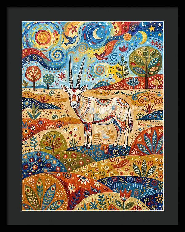 Arabian Oryx In Vibrant Landscape