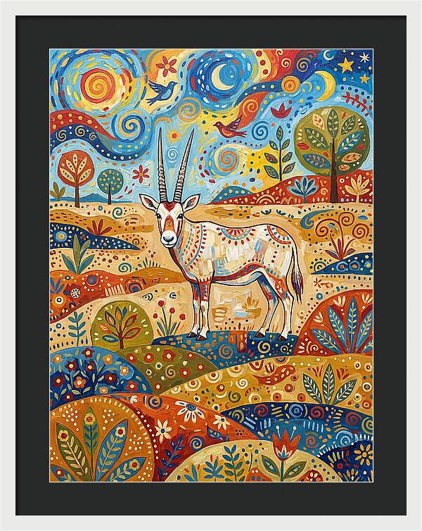 Arabian Oryx In Vibrant Landscape