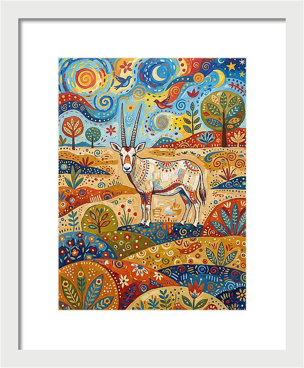 Arabian Oryx In Vibrant Landscape