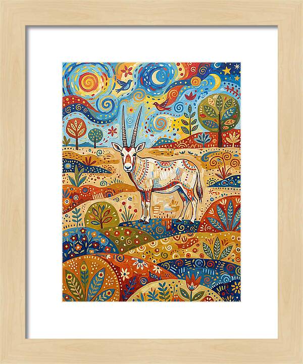 Arabian Oryx In Vibrant Landscape
