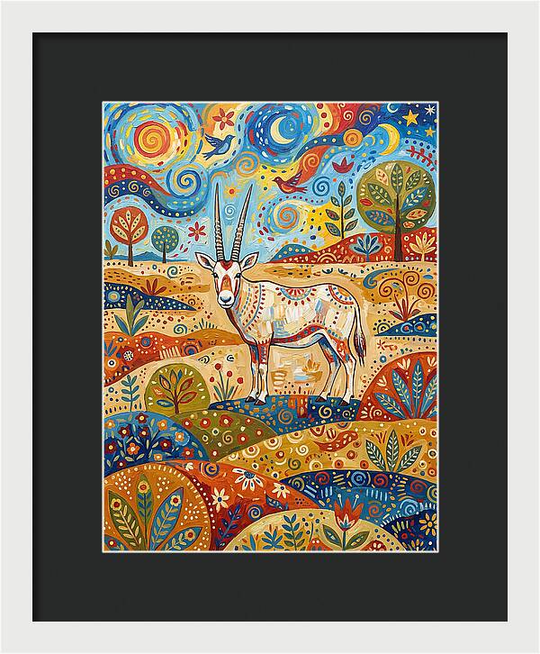 Arabian Oryx In Vibrant Landscape