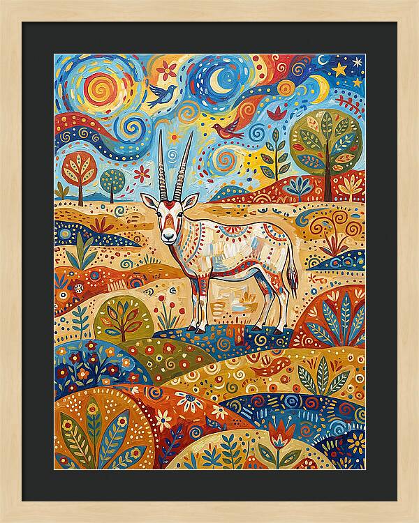 Arabian Oryx In Vibrant Landscape