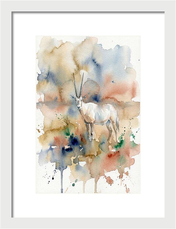 Arabian Oryx In Watercolor