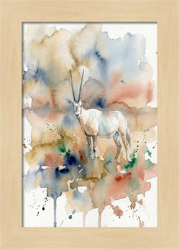 Arabian Oryx In Watercolor