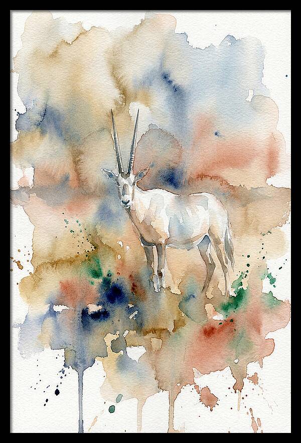 Arabian Oryx In Watercolor