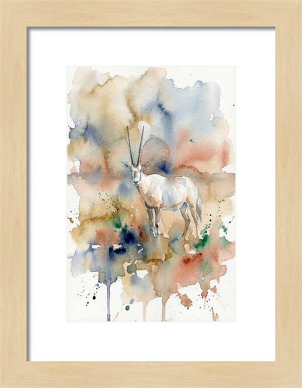 Arabian Oryx In Watercolor