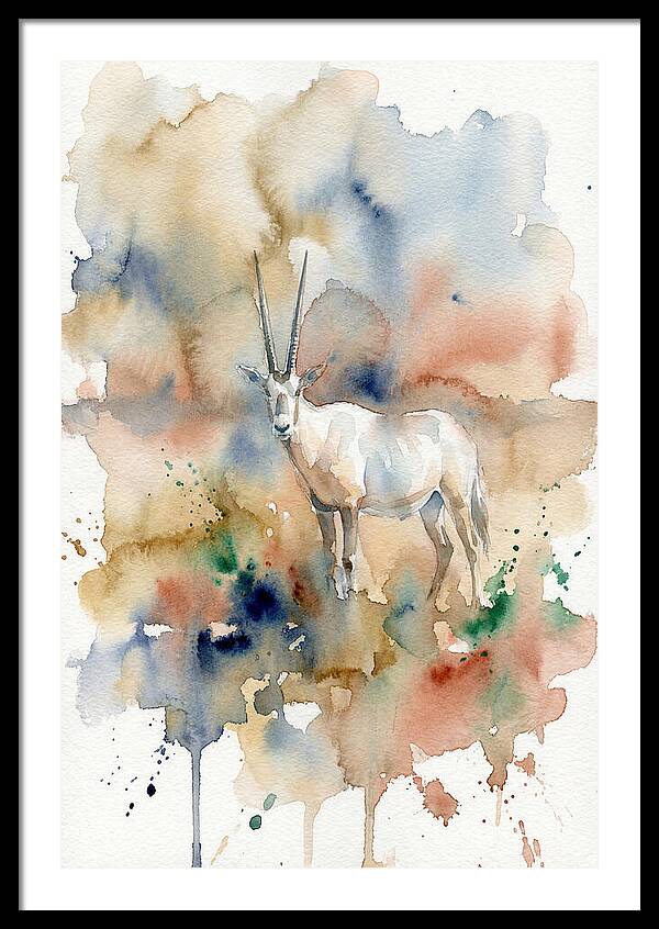 Arabian Oryx In Watercolor