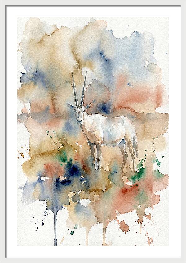 Arabian Oryx In Watercolor
