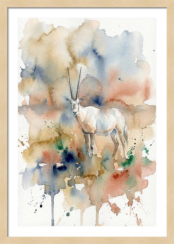 Arabian Oryx In Watercolor