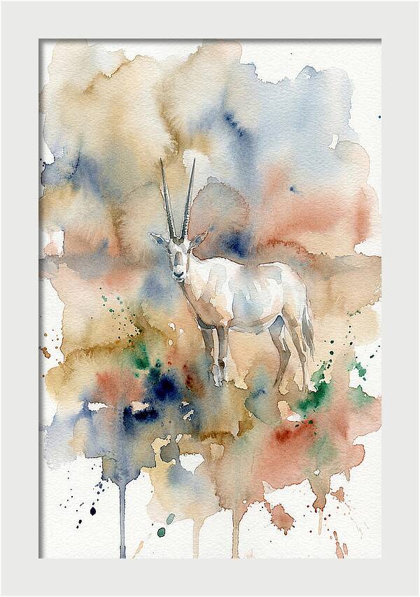 Arabian Oryx In Watercolor
